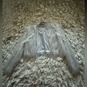 PrettyLittleThing Faux Fur Coat in Light Gray